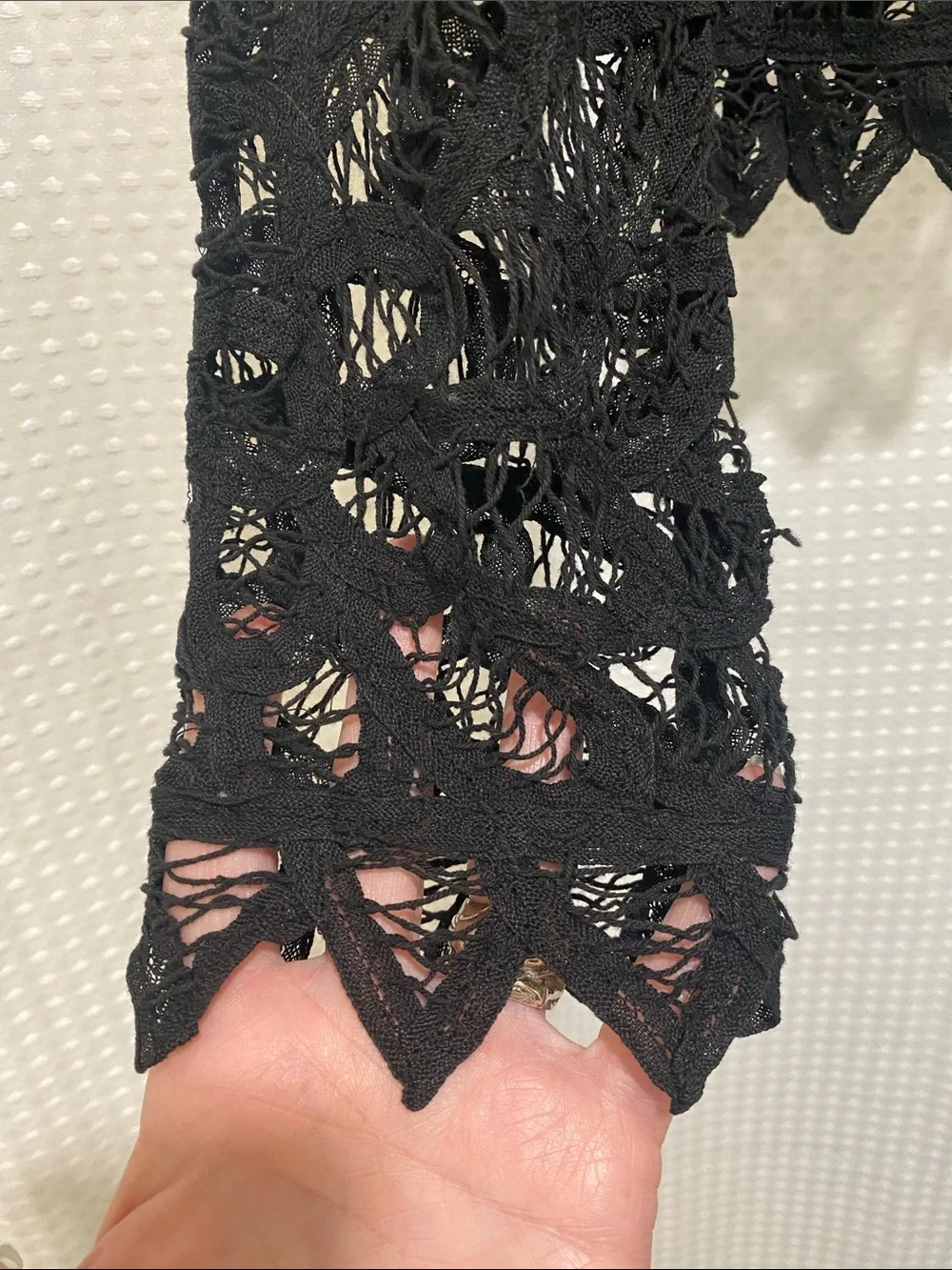 Vintage Betsey Johnson New York Black Lace Long Sleeve Bow-Waist Top - Picture 5 of 15